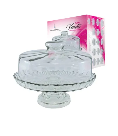 Ref. 136 Boleira Vêneto c/ Base e Cúpula Rigada  24cm